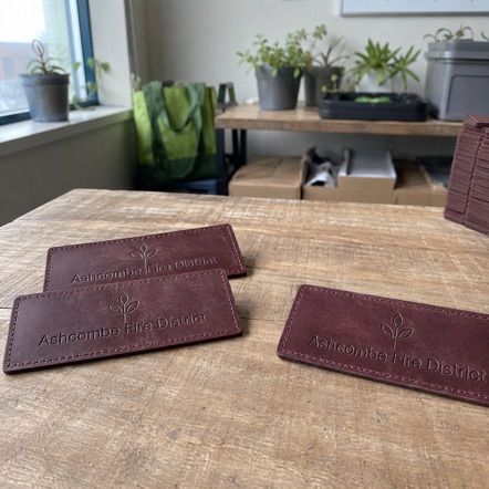 Customized leather patches for vegan programmes